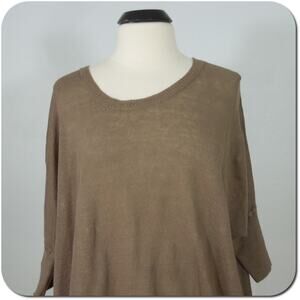J.CREW Knit Top M MEDIUM Womens Brown Oversize 3/4 Sleeves